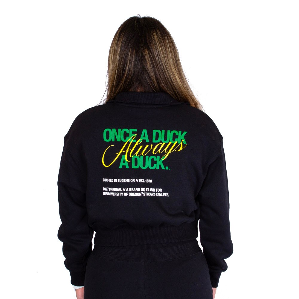 Classic Oregon O, Nike, Black, Pullover, Cotton Blend, Women, Ducks of a Feather, Phoenix, Fleece, 1/4-zip, Sweatshirt, 915231